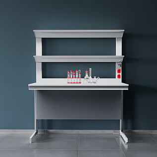 Стол лабораторный с двумя полками ЛК-1500 СП (столешница – Lab HPL)